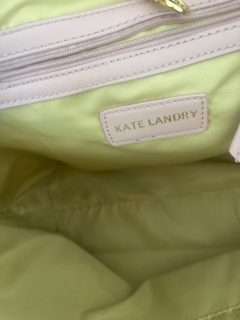 Kate Landry Turquoise Patterned Tote Bag with Beige Handles - Picture 4 of 10